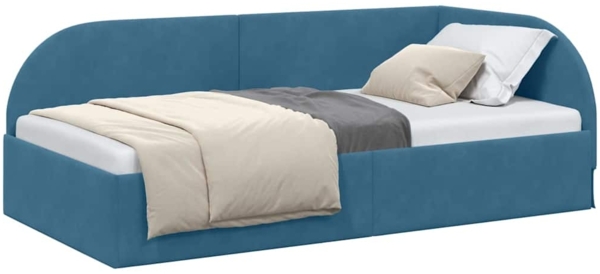 vidaXL Eckbettgestell mit Kopfteil Blau 80 cm x 200 cm Stoff 42016625 Bild 2