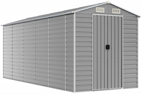 vidaXL Gartenhaus Hellgrau 191 x 470 x 198 cm Verzinkter Stahl 3188246