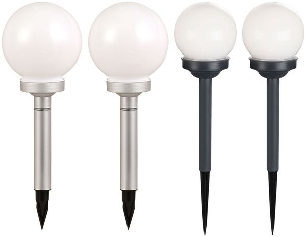 4er Set LED Solar Steckleuchten, Kugel Design, weiß