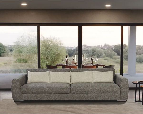 Casa Padrino Luxus Sofa Grau / Schwarz 337 cm - Luxus Wohnzimmer & Hotel Möbel