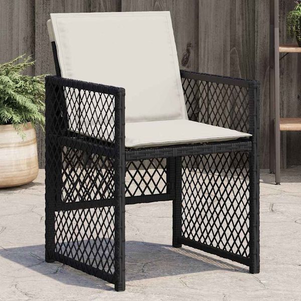 vidaXL Gartenstühle mit Kissen 4 Stk. Schwarz Poly Rattan 364949