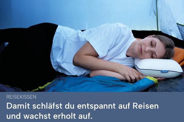 casimum Nackenstützkissen ergonomisches Reisekissen SUPER TRAVEL, Nackenkissen aus Memory Schaum, Füllung: Memory Foam (Memory Schaum), Bezug: Blau, Rückenschläfer, Seitenschläfer, stützend und bequem für unterwegs, 40x25x10cm mit blauem Bezug