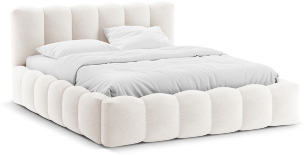 Micadoni Stauraumbett mit Kopfteil Lupine Boucle Baloo Weiß 140x200