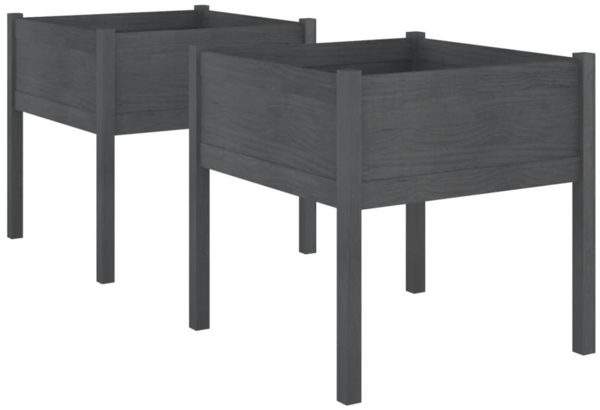 vidaXL Pflanzkübel 2 Stk. Grau 70x70x70 cm Massivholz Kiefer 810814