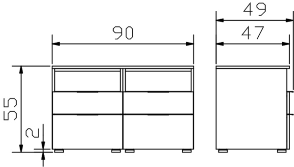Hasena Kommode Dowio anthrazit Weiss zerlegt Bild 2