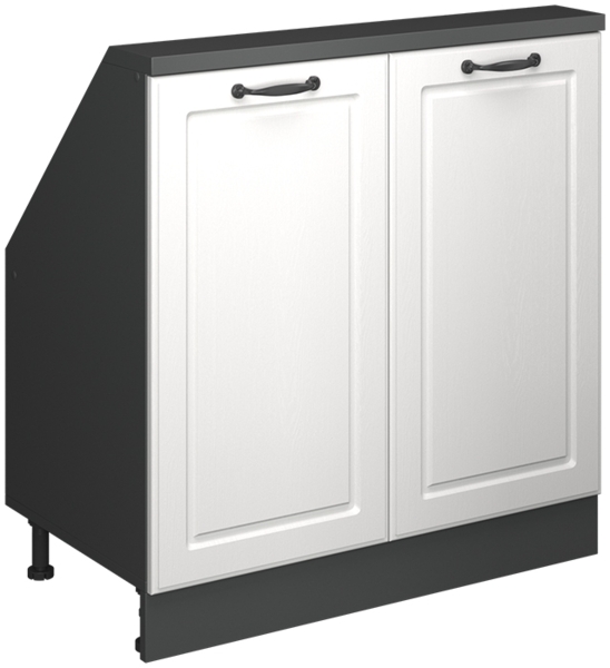 Küchenschrank für Dachschrägen R-Line Weiß Landhaus 80 cm mit 2 Türen Vicco