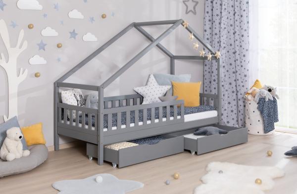 Kinderbett Hausbett "Lou" 90x200 Kiefer Massiv Bild 1