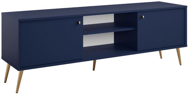AX LIVING Lowboard TV Rorene 156 cm Blau Gold mit Füßen Modern