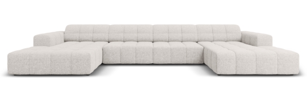 Micadoni Panorama Sofa Jennifer 6-Sitzer Chenille Hellgrau