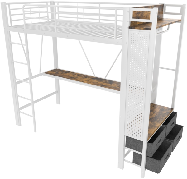 Bett 90x200 cm mit Schreibtisch und LED-Beleuchtung – Hochbett mit Stauraum und Steckdose Bild 9