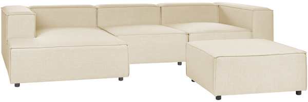 3-Sitzer Ecksofa 'APRIC', Beige, Leinen, mit Ottomane, Rechts Bild 4