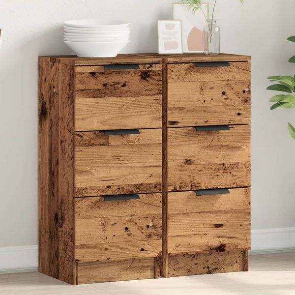 vidaXL Sideboards 2 Stk. Altholz-Optik 30x30x70 cm Holzwerkstoff 856956