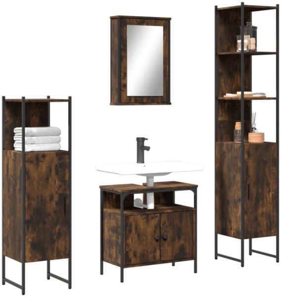 vidaXL 4-tlg. Badmöbel-Set Räuchereiche Holzwerkstoff 3214827