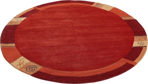 LUXOR living Wollteppich India, rund, Höhe: 20 mm, reine Wolle, handgeknüpft, mit Bordüre