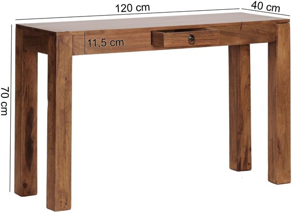 Wohnling Konsolentisch mit 1 Schublade, Sheesham Massivholz, 120x40 cm Bild 7