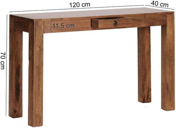 Wohnling Konsolentisch mit 1 Schublade, Sheesham Massivholz, 120x40 cm Bild 8