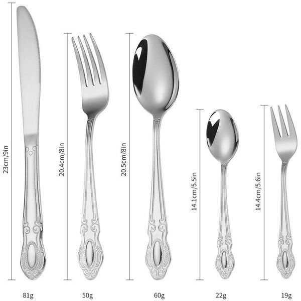 KingLux Besteck-Set 40teilig Royal Besteck Set 8 Personen Edelstahl poliert glänzend (40-tlg), 8 Personen, Edelstahl