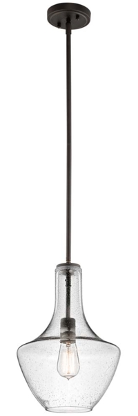 Pendelleuchte, Deckenlampe, Stahl Glas, Bronze, D 26,8 cm