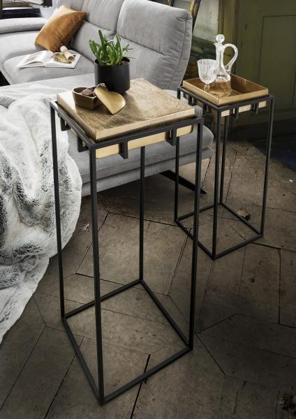 Deko-Säule 2er-Set "Nemo" bronzegold & schwarz