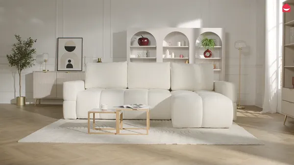Vente-unique - ISSORO Sofa Stoff Grün - B 178 cm x H 100 cm x L 301 cm