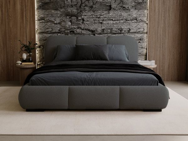 Compleo Polsterbett Wolkenbett, abgerundete Formen, Bouclé-Stoff, verschiedene Farben, TOPSELLER Stauraumbett MADE IN EU