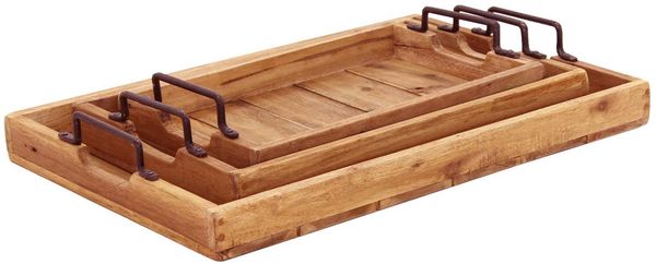 Teakholz Tablett Gloria 3er Set