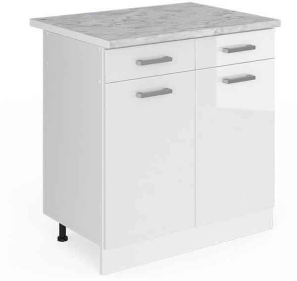 Vicco Küchenschrank R-Line Küchenzeile Hängeschrank Unterschrank Küchenschränke Küchenunterschrank Arbeitsplatte (weiß mit Arbeitsplatte, Schubunterschrank 80 cm)