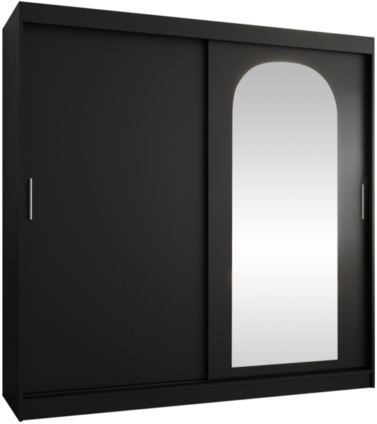 Kleiderschrank Samker 200 cm (Farbe: Schwarz, mit vier Schubladen)