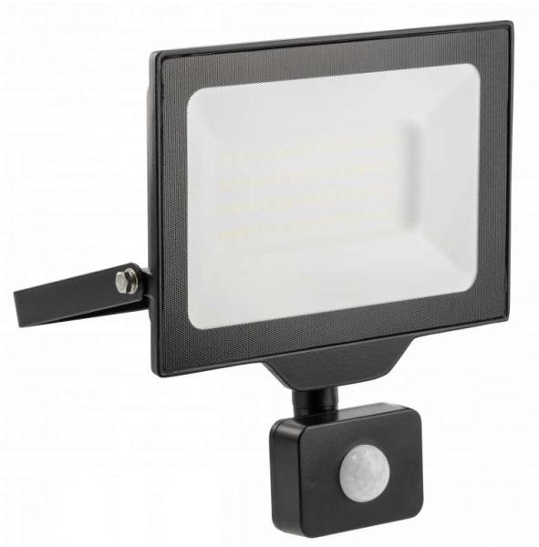 50w Hochwertiger LED Fluter Strahler Flutlicht für den Außenbereich und Feuchtraum IP65 IK08 mit Bewegungs Sensor in schwarz Eckig|Kaltweiß