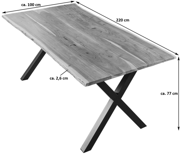 Esstisch Baumkante massiv Akazie nussbaum 220x100 schwarz XANTEN 524864 Bild 4