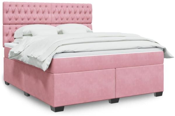 vidaXL Boxspringbett mit Matratze Rosa 180x200 cm Samt 3290989