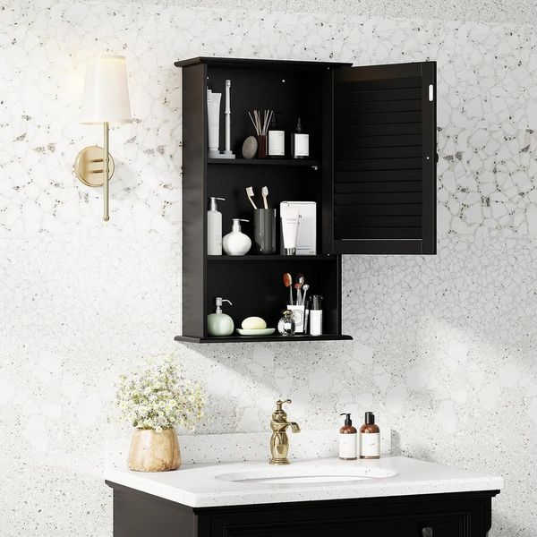KOMFOTTEU Hängeschrank Badezimmerschrank mit verstellbarem Fächer & Ablage, 42 x 17 x 70 cm