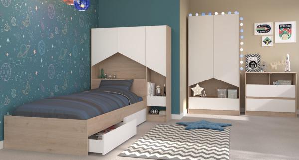 Parisot Kinderzimmer Shelter in Eiche und weiß Jugendzimmer Set 6-tlg.