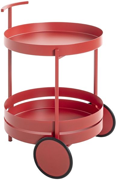 Servierwagen >37482< in Korallenrot, Metall - 62x42cm (HxD)