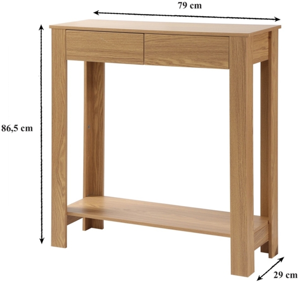 Casâme Hohe Konsole mit 2 Schubladen in Eichenoptik - L79 cm - Helles Holz Bild 3