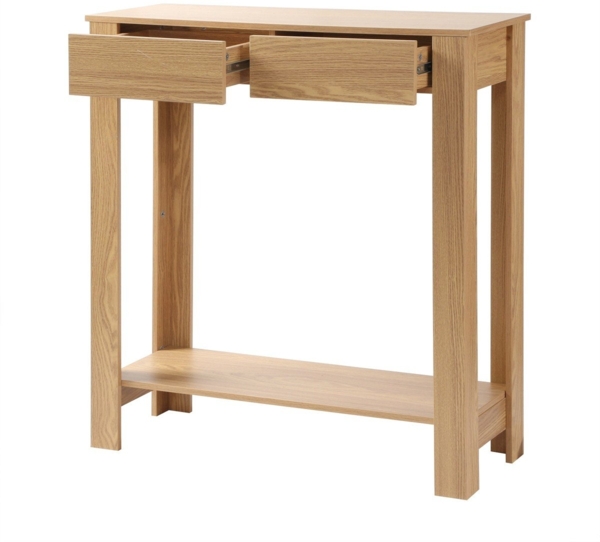 Casâme Hohe Konsole mit 2 Schubladen in Eichenoptik - L79 cm - Helles Holz Bild 5