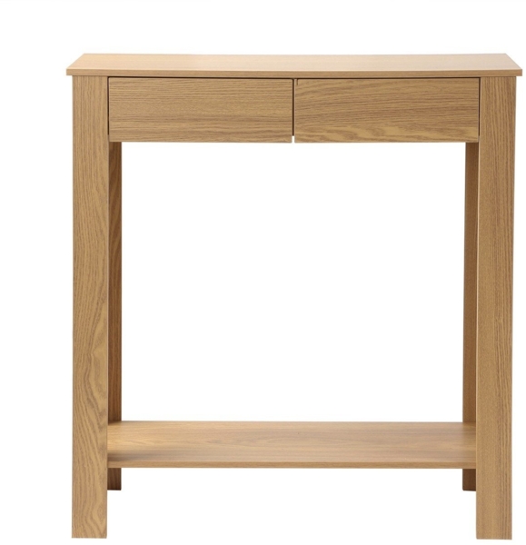 Casâme Hohe Konsole mit 2 Schubladen in Eichenoptik - L79 cm - Helles Holz Bild 1