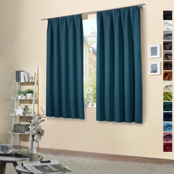 heimtexland Verdunkelungsvorhang Verdunklungsgardinen Thermo Vorhänge blickdicht (2 St), Kräuselband, verdunkelnd, Verdunklungsstoff, Sonnenschutz Verdunkelung Kälteisolierung Schalldämmung