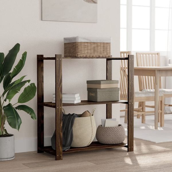 vidaXL Lagerregal mit 3 Böden Schwarz 80x38x90 cm Massivholz Kiefer 373408