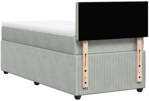 vidaXL Boxspringbett mit Matratze Hellgrau 90x200 cm Samt 3287638 Bild 10