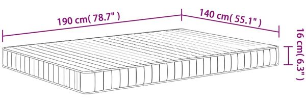 vidaXL Matratze Schaumstoff Mittelweich 140x190 cm 373023 Bild 9