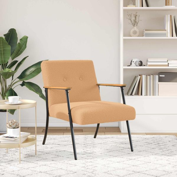 vidaXL Sessel Beige Lockiger wollähnlicher Stoff 42017703
