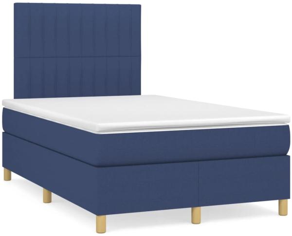 vidaXL Boxspringbett mit Matratze Blau 120x190 cm Stoff 3269950