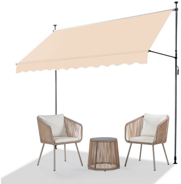 LALAHO Klemmmarkise Balkonmarkise 200/250/300cm Gelenkarm Markise Sonnenmarkise mit Handkurbel höhenverstellbar,Sonnenschutz UV-beständig wasserdicht