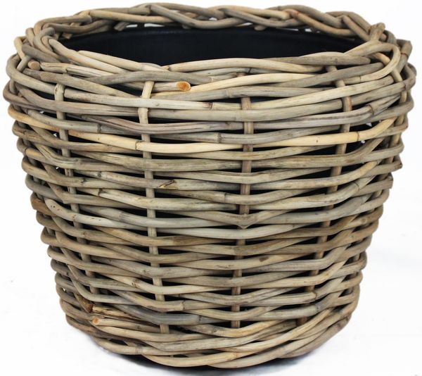 Van der Leeden Blumentopf 130L Pflanzkorb 83x59cm Rattan Sylter Korb Drypot 130L (1 St), Indoor & Outdoor, Rattan, 130 L, Naturprodukt, incl. Kunststoffeimer