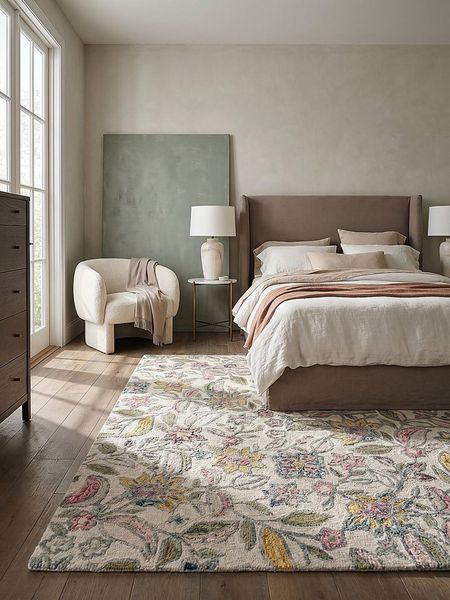 KADIMA DESIGN Wollteppich SOAR Teppich Wolle floral Blumenmuster Naturfaser 120x170 Multicolor, Rechteckig, Höhe: 12 mm, 8 mm Kurzflor, fußbodenheizungsgeeignet, weich, hochwertig, 3800 g/m²