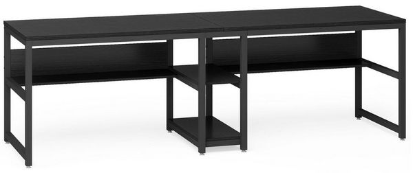Tribesigns Doppelschreibtisch Schreibtisch, Computertisch mit Regalen, 200 cm Bürotisch