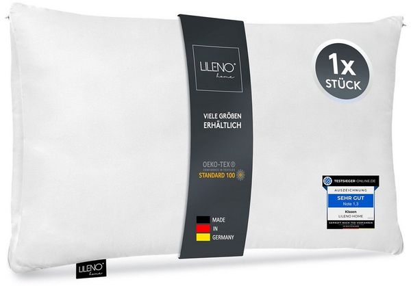 LILENO HOME Microfaserkissen - geeignet für Allergiker, in verschiedenen Größen - Made in Germany, Füllung: 100% Polyester, Rückenschläfer, Seitenschläfer, Bauchschläfer, Set, 1er Set, Kissen 50x70 cm mit Reißverschluss, als Bettkissen oder Dekokissen
