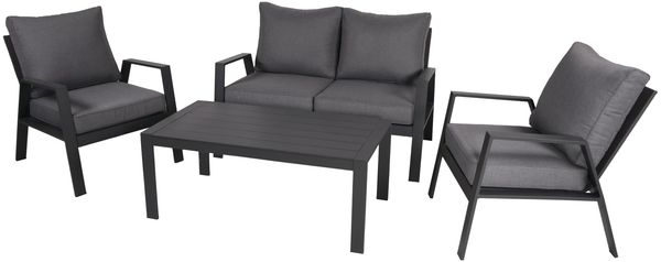 Gartenloungeset CARMEN 4-tlg - Polyester, Grau | Gartenmöbel Set Garten Loungegruppe Lounge-Set Pool Loungegarnitur