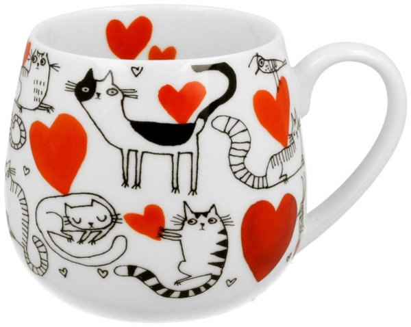DUO ANIMALS Fassbecher 430 ml CAT'S WORLD – HEARTS New Bone China Porzellan Bild 2
